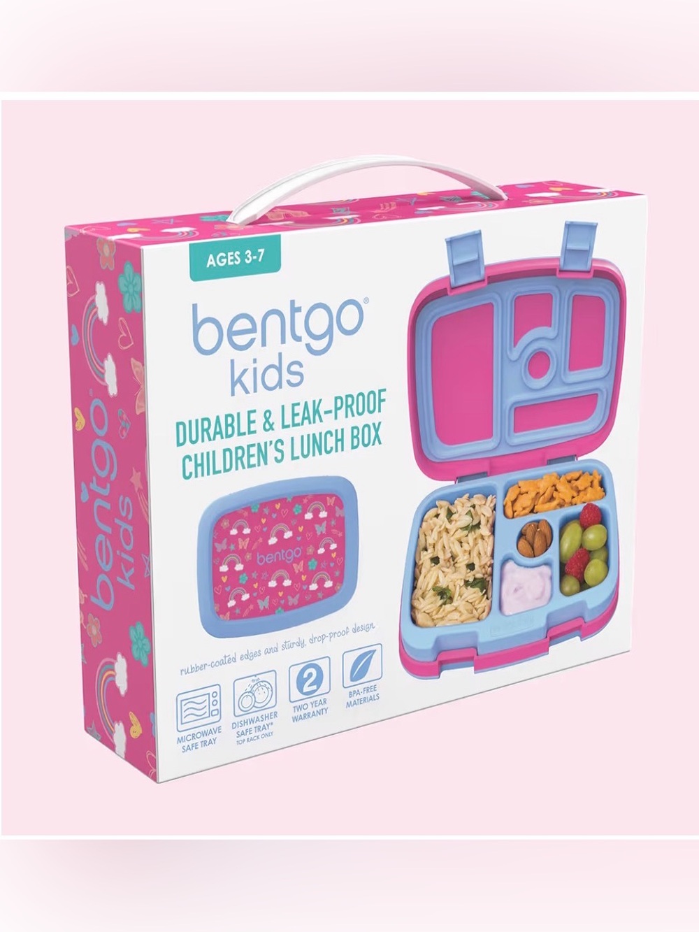 bentgo Kids Pink Durable & Leak-Proof Children's Lunch Box